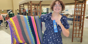 Teen with award winning crochet.