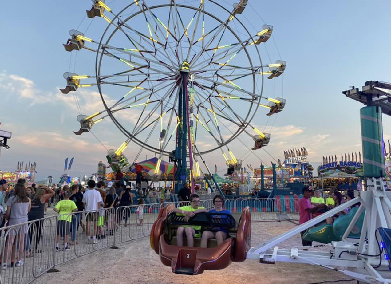 Carnival rides at the Washington County Fair.